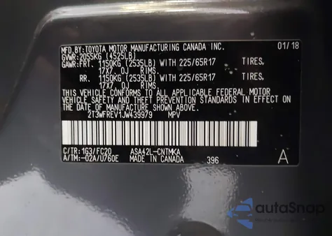 2018 Toyota Rav4 Xle from USA, damaged, VIN 2T3WFREV1JW439979